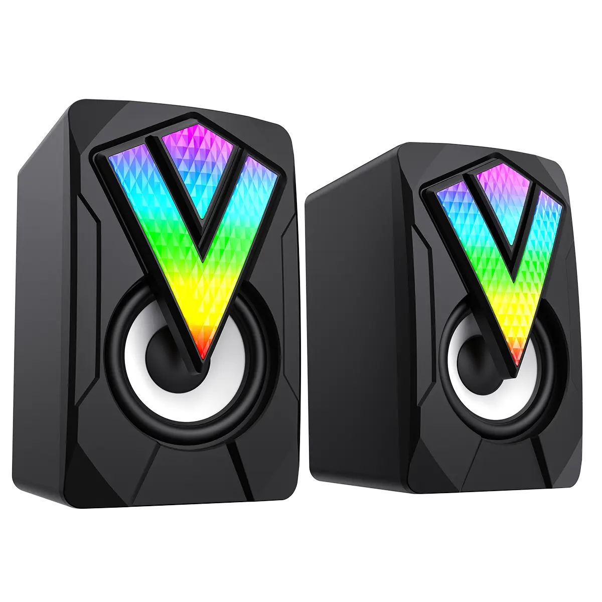 “Immersive RGB Computer Speakers with Vibrant Lighting, Plug-and-Play USB Design, and 12-Month Warranty for Enhanced Audio and Seamless Connectivity” Smartphone stem player
