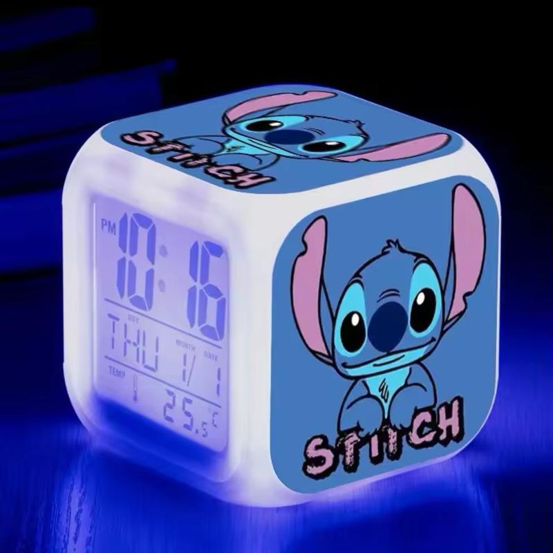 New LED Large Screen Digital Creative Cartoon Children's Colorful Illuminated Square stitch Clock Table Decoratio 0