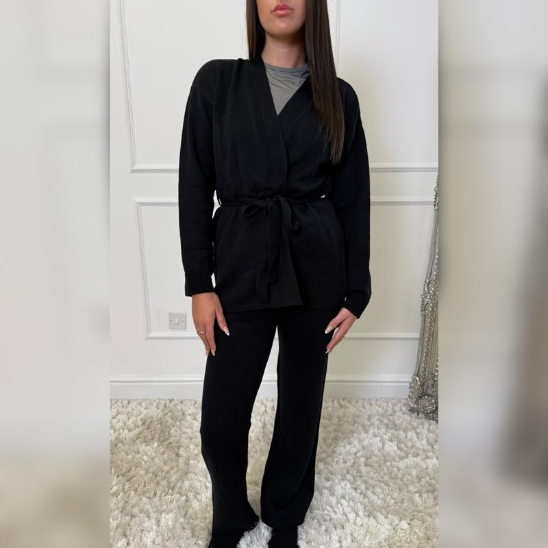 New Women’s Tie Belt Fine Knit Coord Set - womenswear - Knitwear - Sizes S, M, L 1