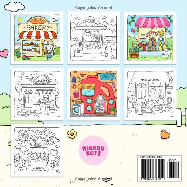 Adorable Shop: Cute & Simple Coloring Book for Kids Featuring the Joyful Daily Life of Animal Characters 1