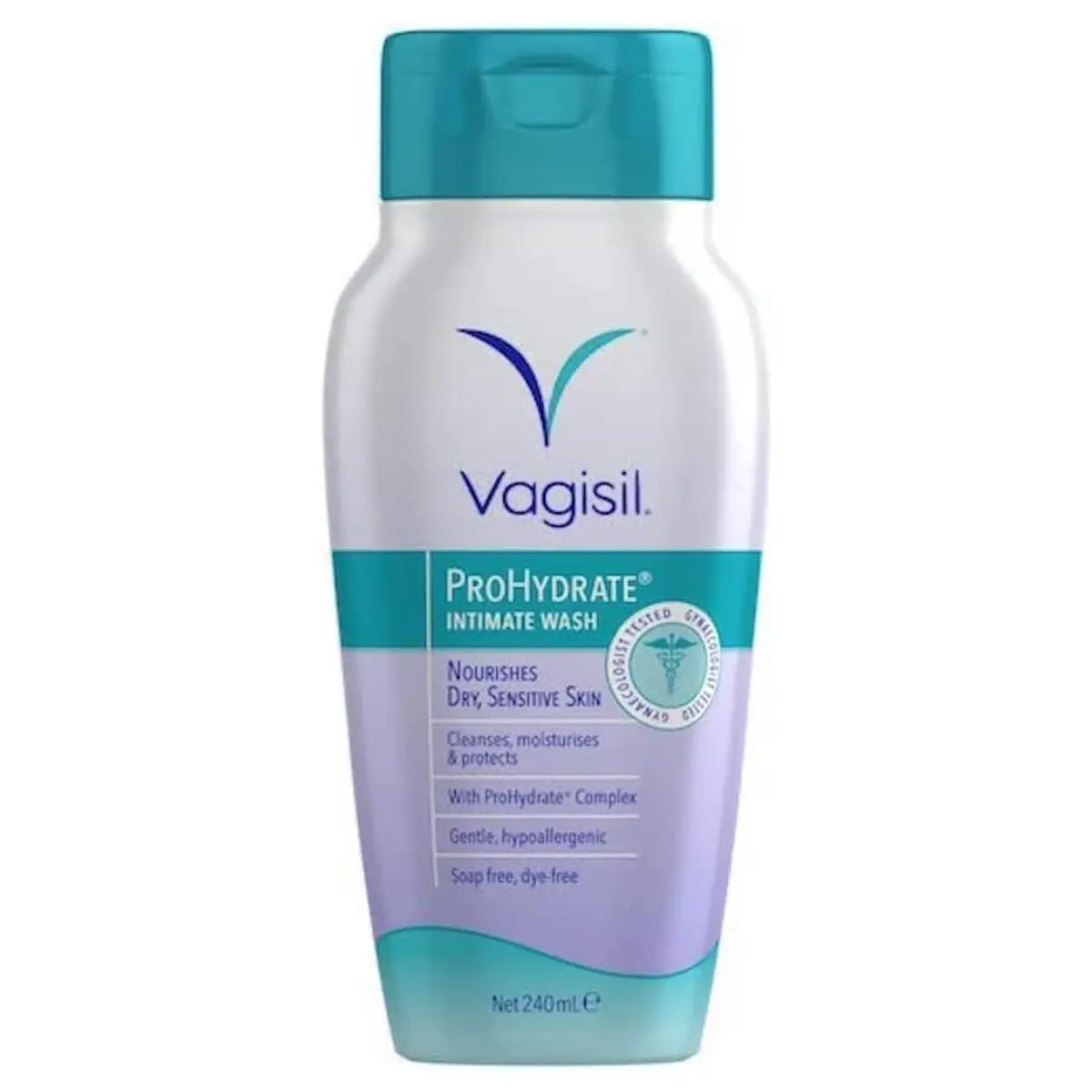 Vagisil ProHydrate Intimate Wash for Daily Feminine Hygiene for Dry & Sensitive Skin with Hyaluronic Acid, Cleanses, Moisturises & Protects, 240 ml Cleansing Comfort Hydrating Moisturize Moisturizing Pack Gentle Soothing Moisturizer Moisture Cleanser