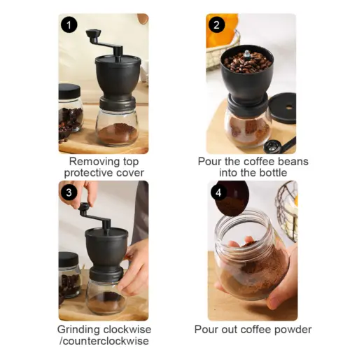 Manual Coffee Bean Grinder , Hand Coffee Grinderc Burr, Hand Crank/Handheld UK Ceramic Glass Tea Grinding 6