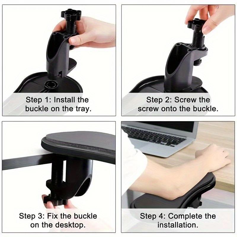 Ergonomic Adjustable Computer Armrest with Rotating Mouse Pad Holder and Keyboard Extender for Office Comfort 4