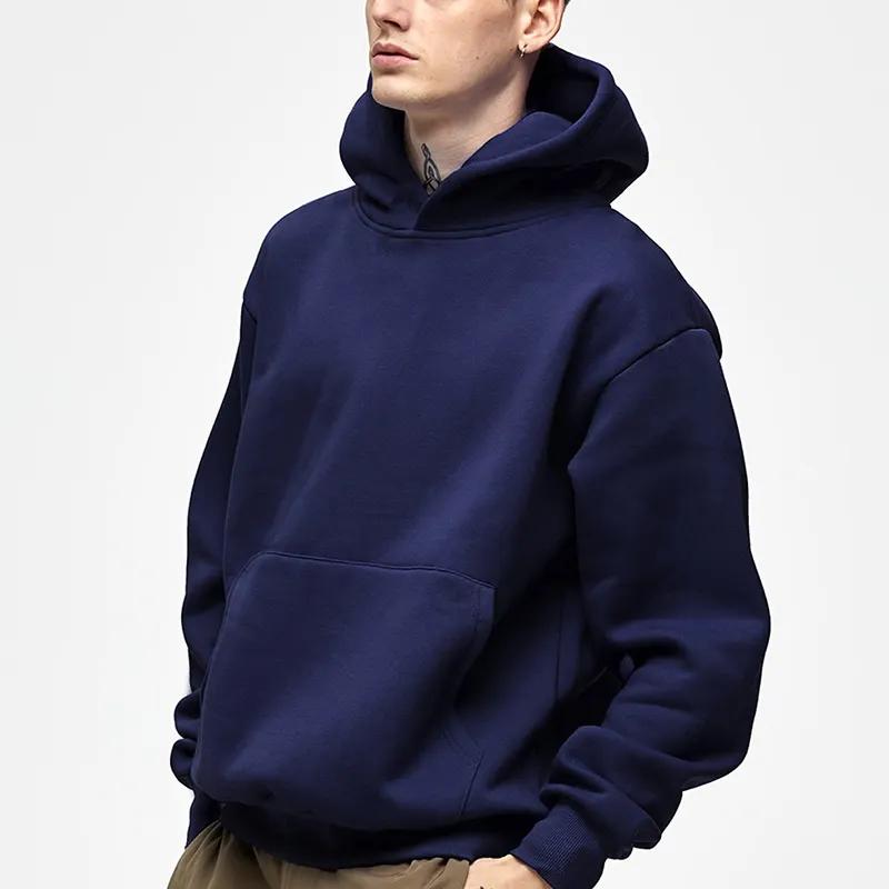 Product Introduction of 500GSM Heavy Weight Fashion Men's Hoodies New Autumn Winter Casual Thick Cotton Men's Top Solid Color Hoodies Sweatshirt Male 2