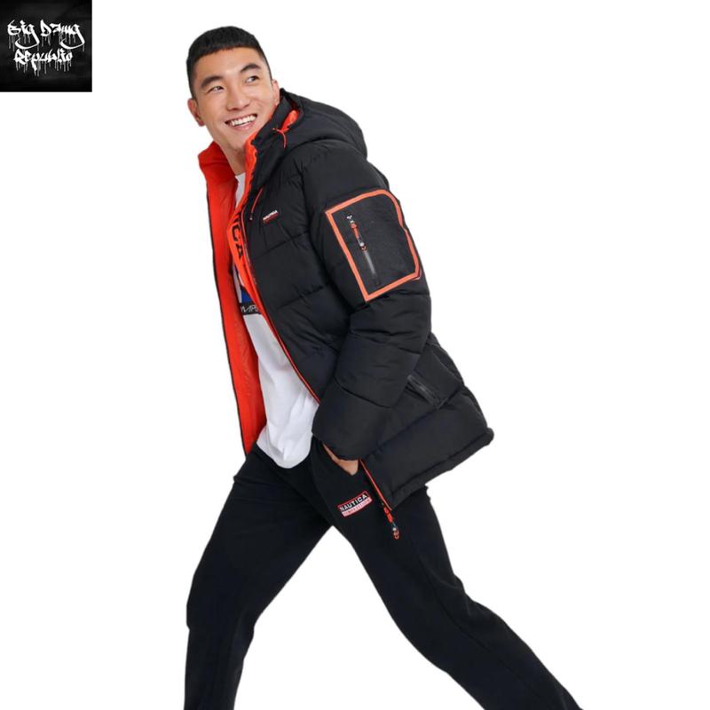 NAUTICA COMPETITION Men's Mako Puffer Padded Hooded Wrap Around Neck Winter Jacket Menswear  Coats 1