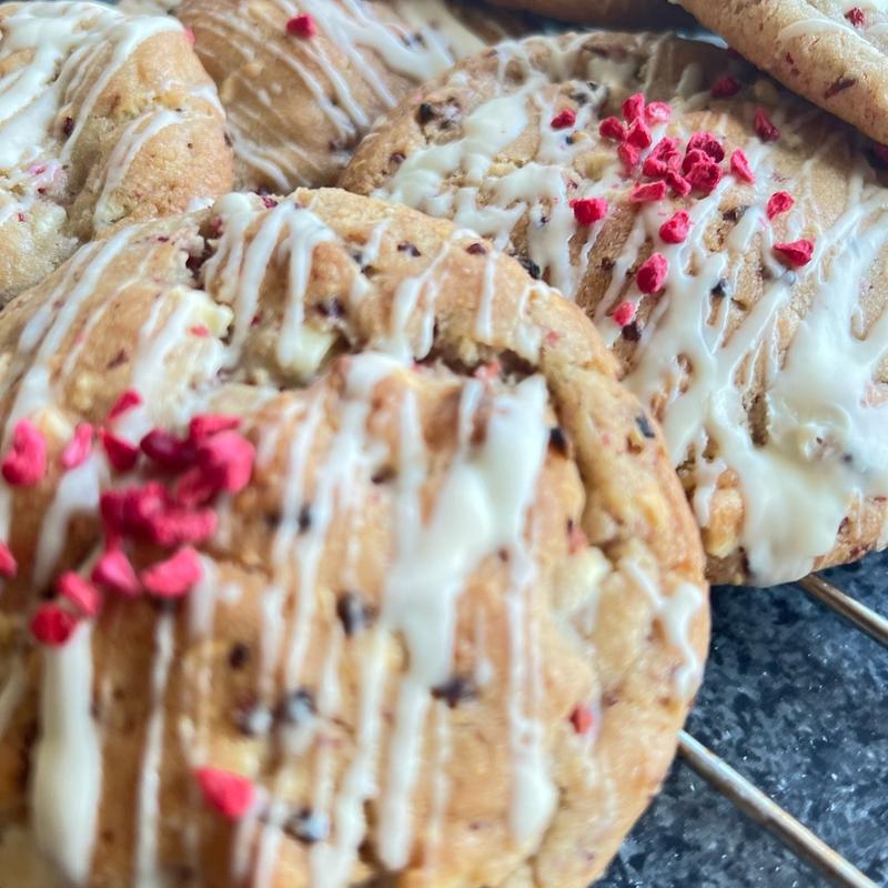 White chocolate and Raspberry NYC Style Cookies 4