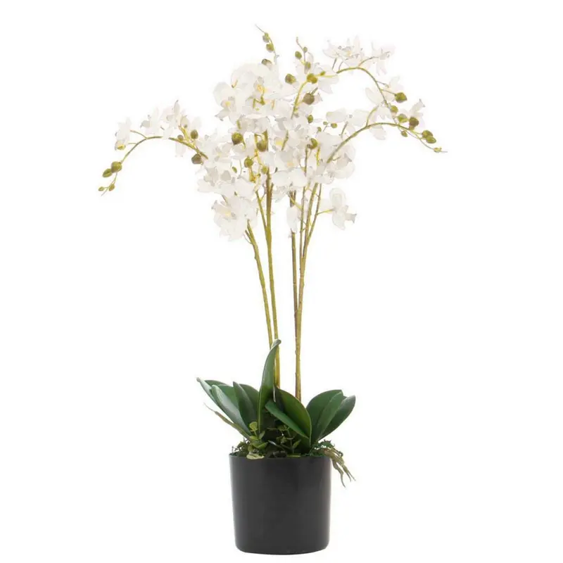 60cm Leaf Design UK Realistic Artificial Orchid Flower Display in Pot 0