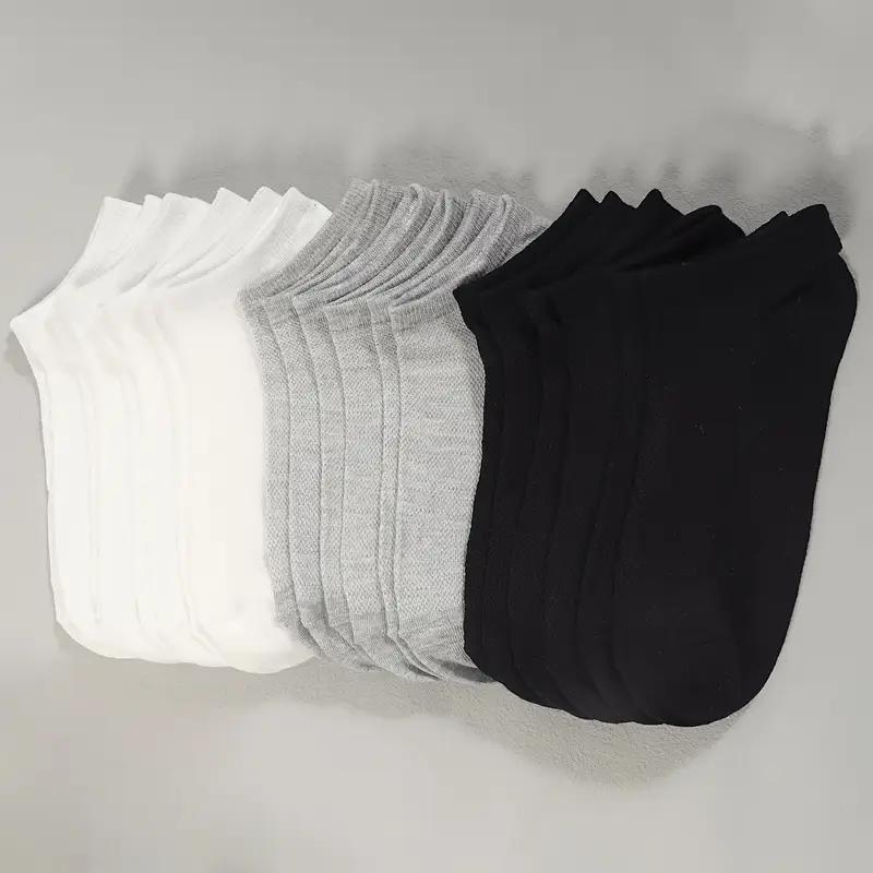 Women's 10 Pairs Plain Ankle Socks, Low Cut Breathable Comfortable Socks For Women, Casual Minimalist Plain Ankle socks, Womenswear  Comfy, Everyday, Simple, School 2