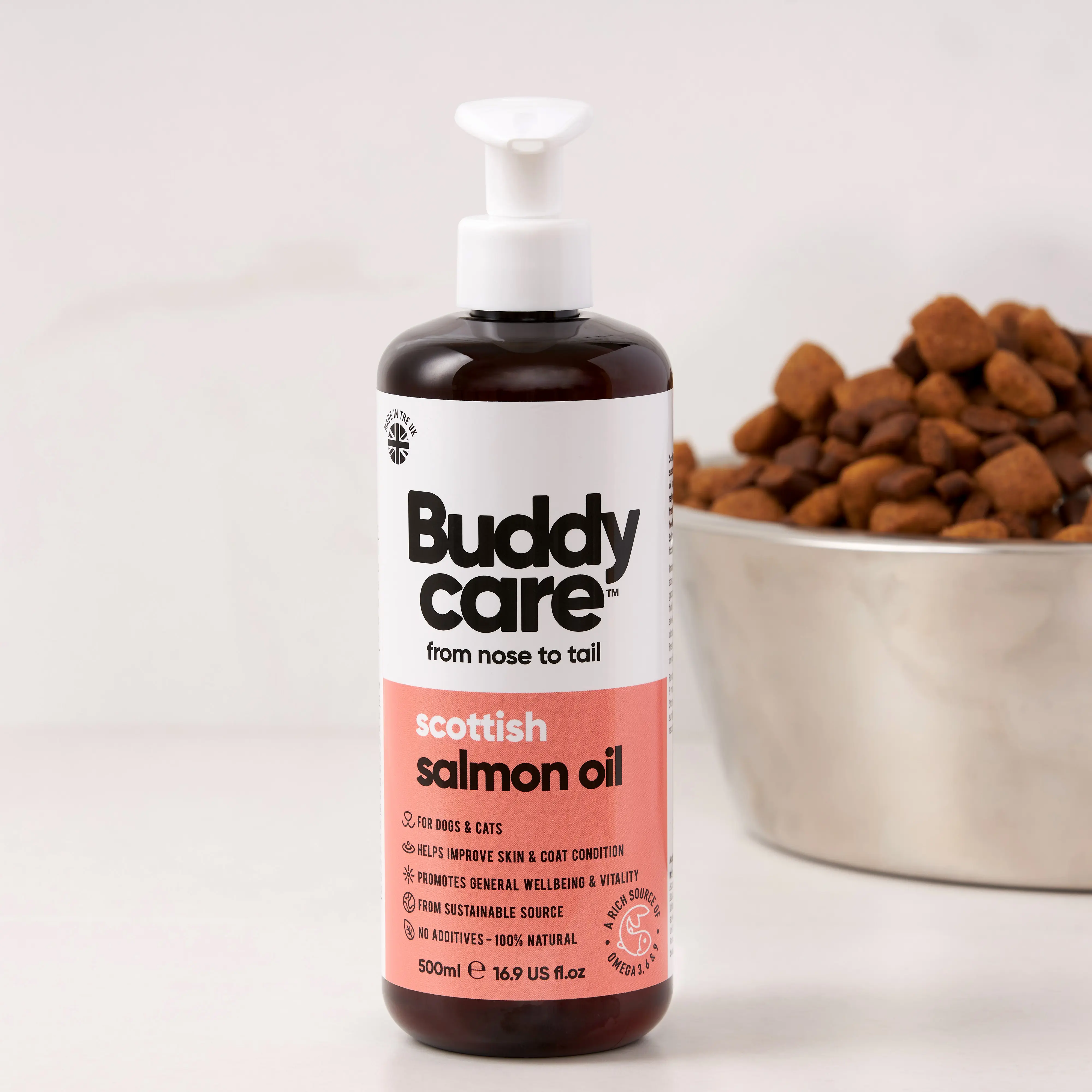 Buddycare Scottish Salmon Oil (500ml) for Dogs & Cats - Omega 3, 6 & 9 Supplement