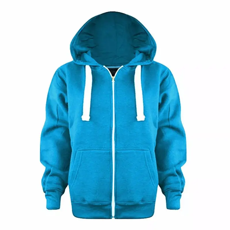 ZEROX-WORLD Girls Boys Unisex Plain Colour Zip Up Hoodie Hooded Sweatshirt Kids Zipper Hood 6