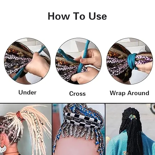Spiral Lock Hair Tie Dreadlock Accessory Bendable Hair Ties for Women and Men Ponytail Holders Colorful Dreadlock Hair Tie Long Dreads Thick Curly Hair Holder - heatless styling tool 4