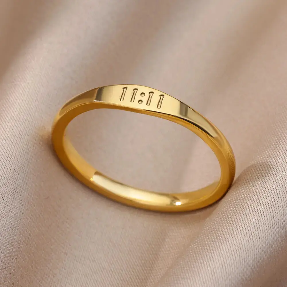 Gold-Plated Symbolic Angel Numbers Ring -Modern design with deep symbolism.