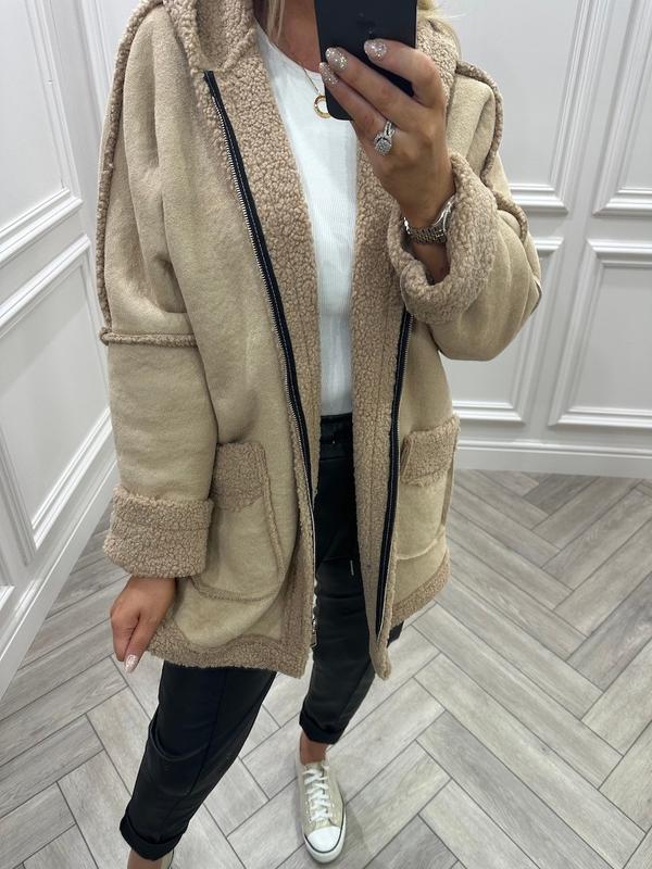 Beige Winter Glamour Teddy Jacket 2