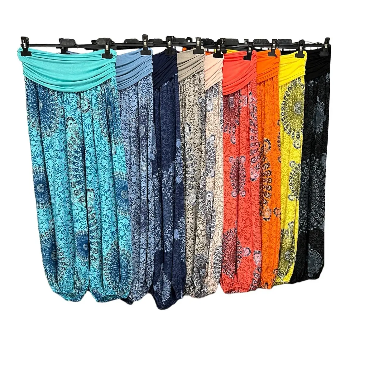 Harem Mandala Pants One Size 10-18 With Elasticated Waistband, Lightweight Material, Spring & Summer Trousers