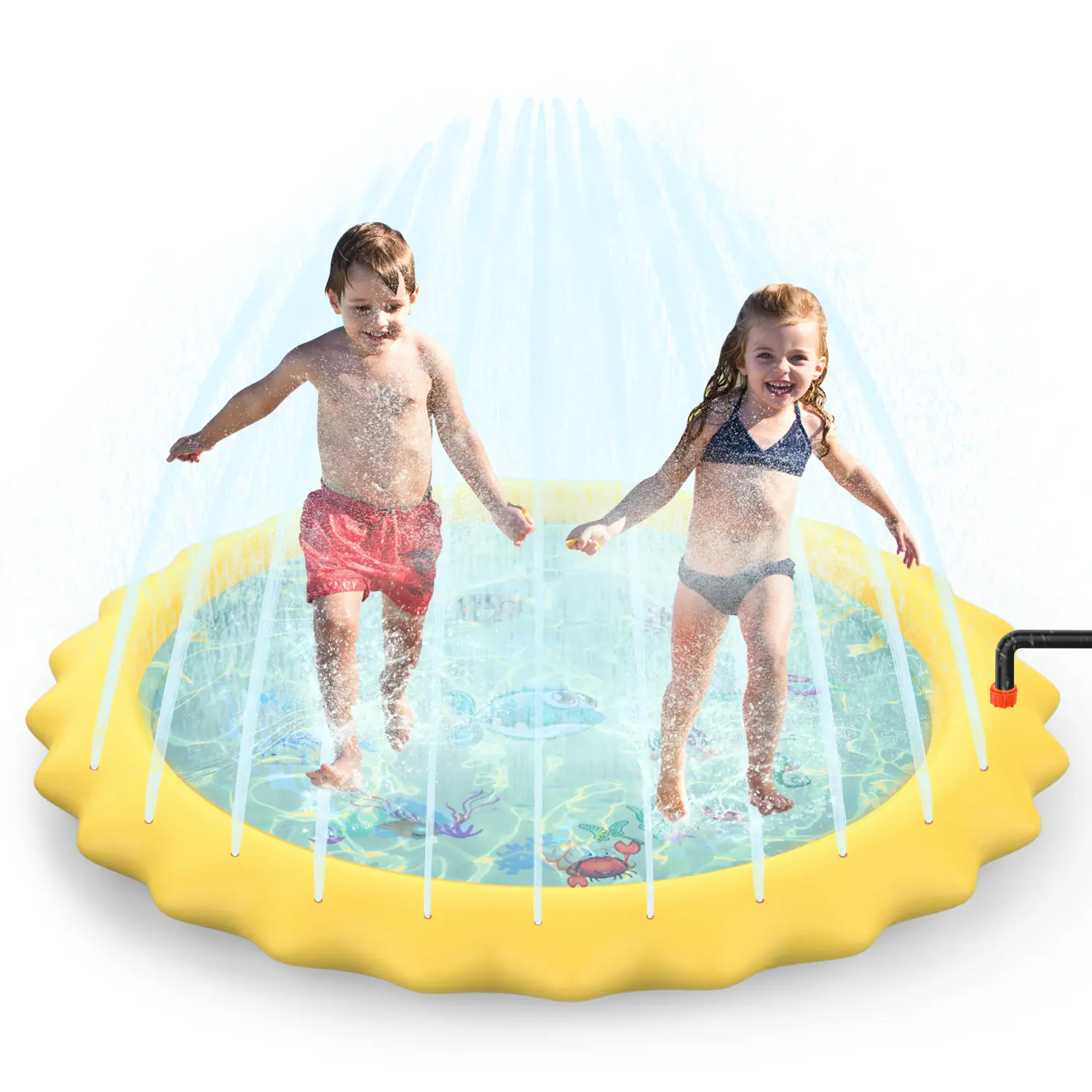 SOKA Large Round Sprinkle and Splash Water Play Mat Sprinkle Splash Pad Summer Spray Inflatable Water Toy for Kids Dogs Pets and Outdoor Garden Family Activities - Yellow