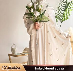 #CL06 Embroidered abaya, Two-piece set, Cardigan abaya, headscarf