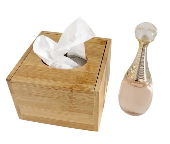 Small Wooden Tissue Box Holder Wooden Tissue Dispenser Box - Square Tissue Holder Cube - Wood Tissue Box Cover - Napkin Holder for Table Home Office Hotel Nature Bamboo Organiser For Living Room Kitchen Dining Bedroom 5