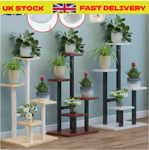 4 Tier Metal Plant Stand Indoor Outdoor Garden Flower Pot Shelf Display Rack UK