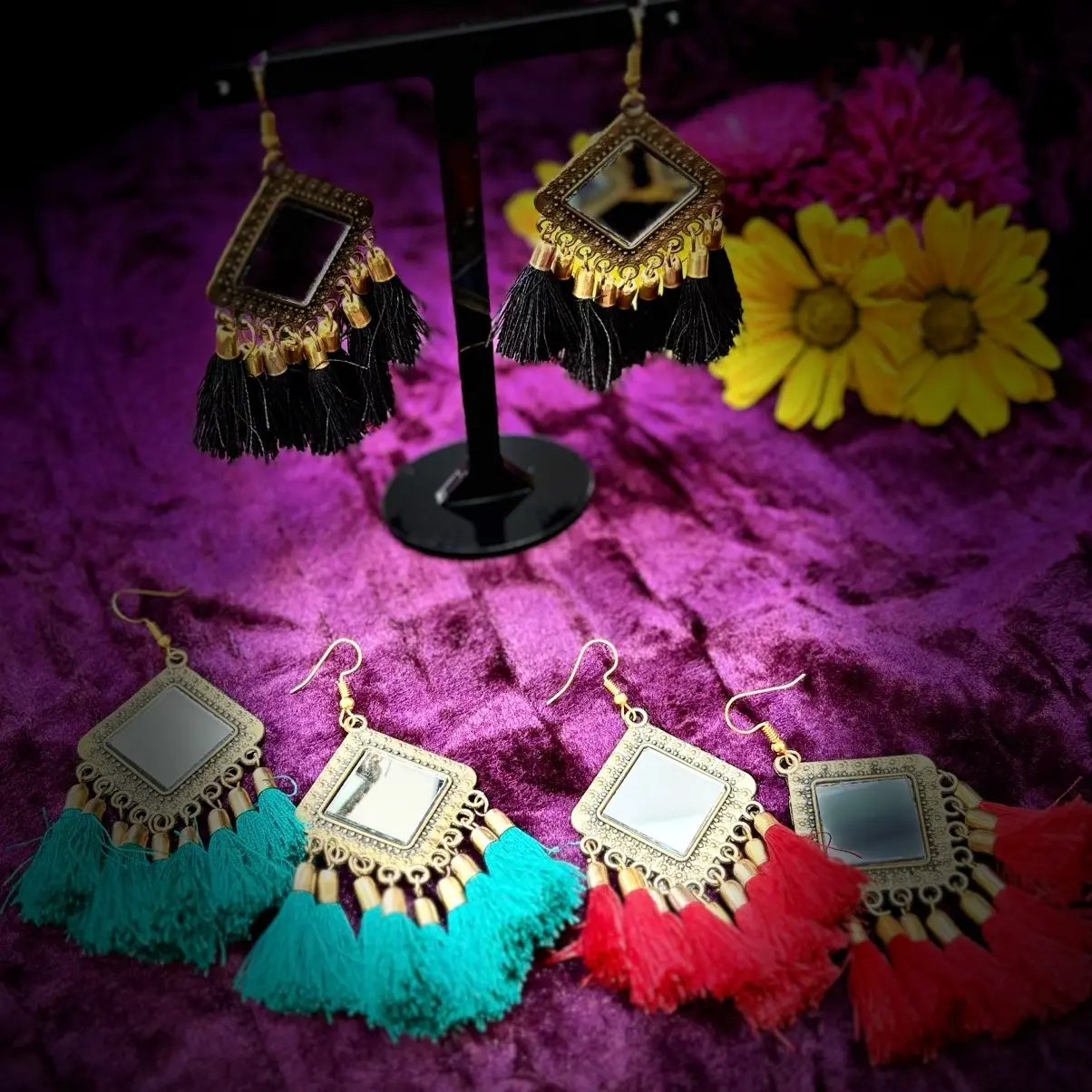 Boho Tassel Mirror Earrings - Perfect for Any Occasion