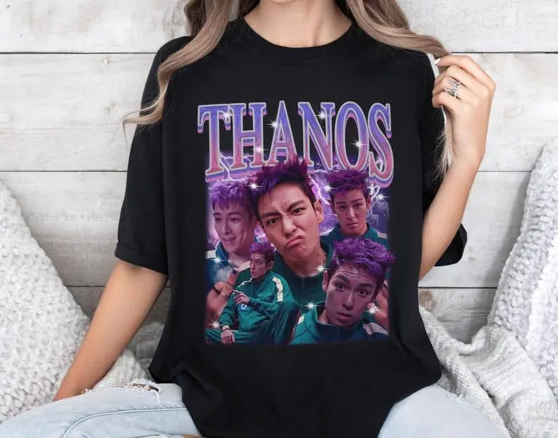 Vintage Squid Game Shirt, Choi Seung-Hyun Thanos T.O.P Choi Su-Bong Big Bang Korean Boygroup Gift for Women and Men, Unisex Player 230 Cotton Crewneck