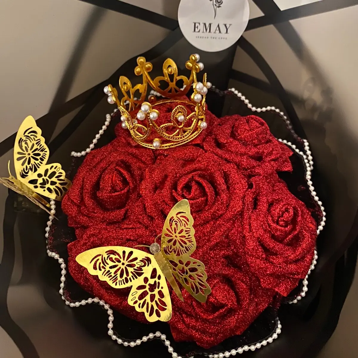 eternal glitter  rose bouquet, forever lasting. glitter roses, gift, wedding, valentine’s day, birthday flower