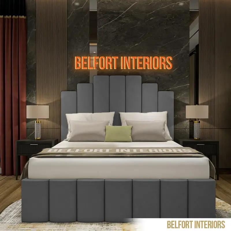 SKYLINE LUXURY OTTOMAN STORAGE PLUSH FABRIC BED FRAME- 3 colours 0