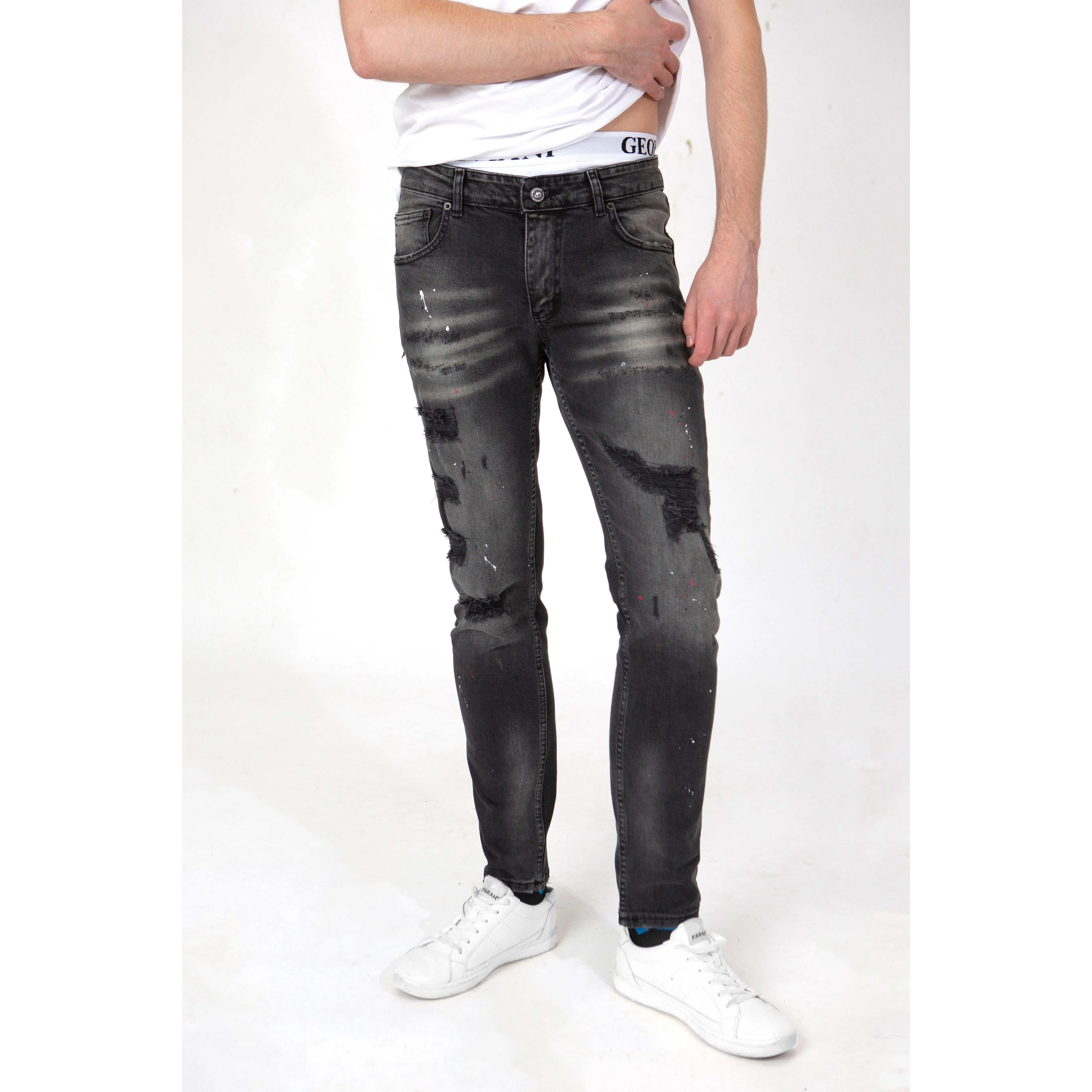 URBAN NOIR: MIDNIHGT INK PAINT SPLATTER DENIM