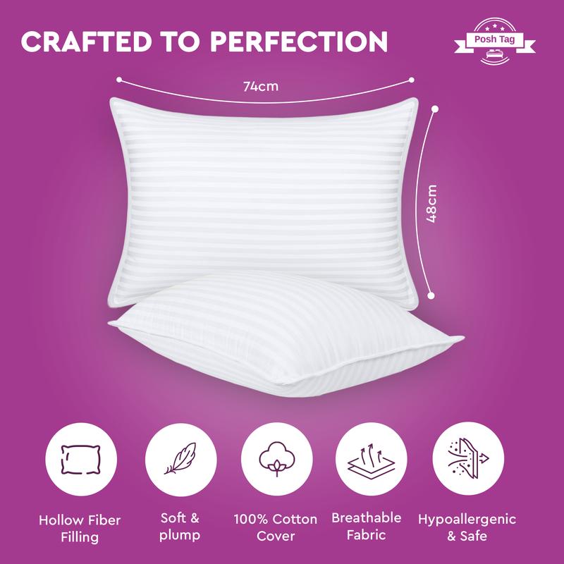Extra Filled  Hotel Quality Stripe Pillows Pack of 2 & 4 Same Day Shipping Luxury Pillows UPTO 51% discount 2
