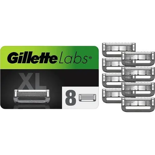 Gillette Labs Heated Razor Blades with Exfoliating Bar - 8 Refills | Ultimate Comfort & Precision