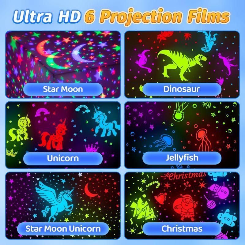 One Fire Night Light Kids,96 Lighting Modes Star Projector Lights for Bedroom, 360°Rotating+6 Films Baby Night Light Projector,Rechargeable Sensory Lights for Room Decor,Star Projector Kids Baby Gifts [Energy Class F] 4