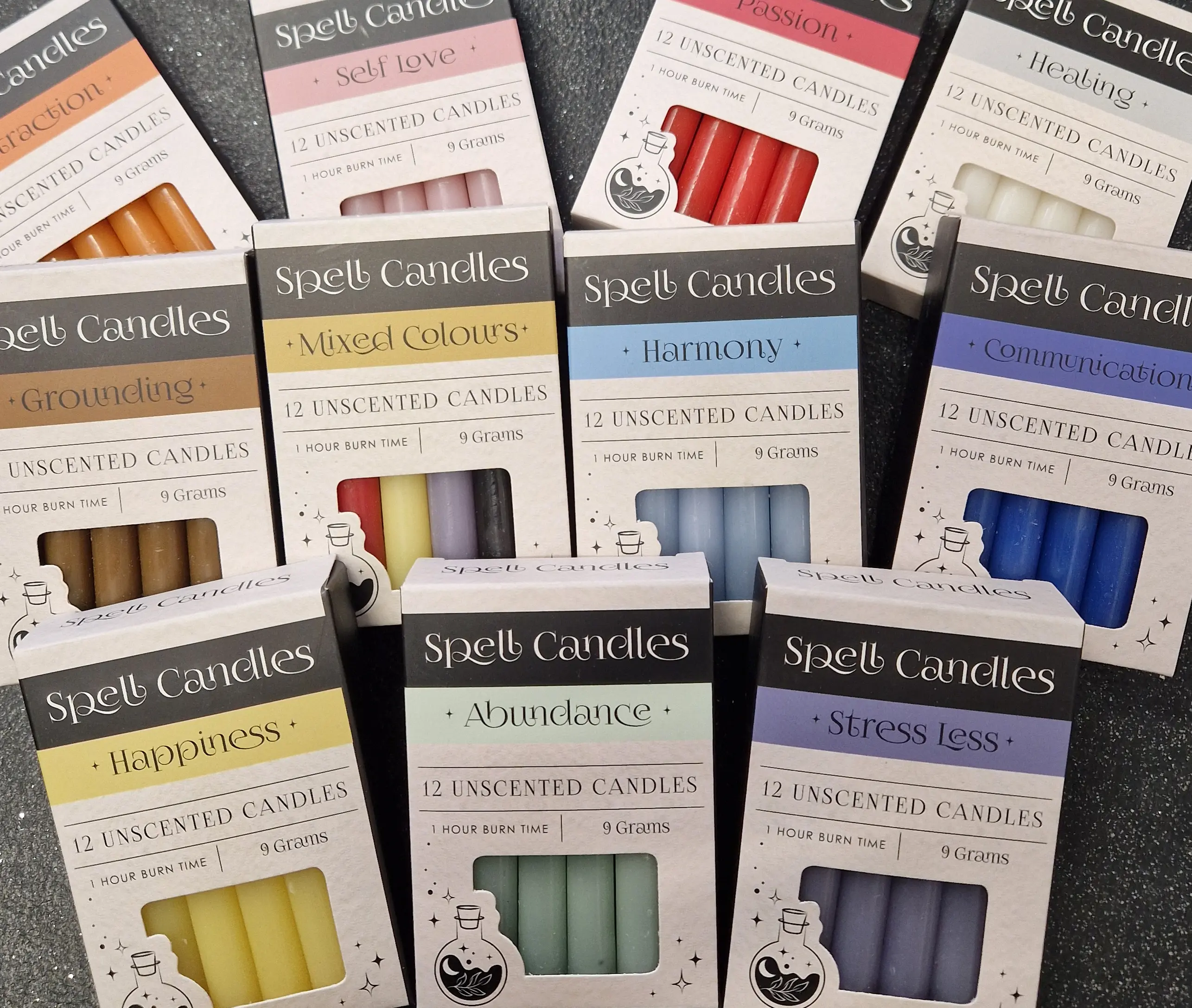 Pack of 12 Spell Candles for Home Decor and Festive Ornaments