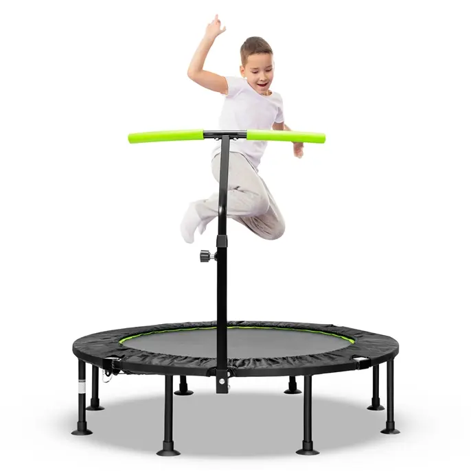 COSTWAY Maxmass Mini Trampoline, Fitness Bungee Rebounder with Adjustable Handle, Foldable Exercise Bouncer for Adults and Kids, Xmas gift