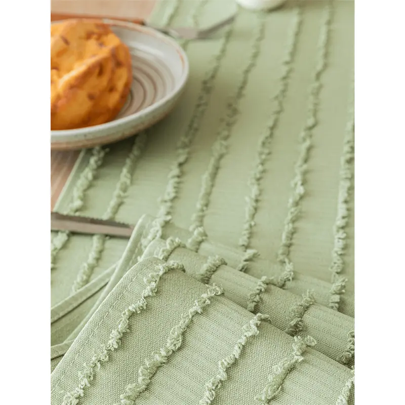 1pc Green Nordic Style Kitchen & Dining Table Decor Striped Jacquard Table Runner For Home & Kitchen 3