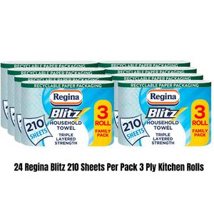 24 Rolls Regina Blitz Kitchen Towel 70 Sheets Per Rolls Household Cleaning