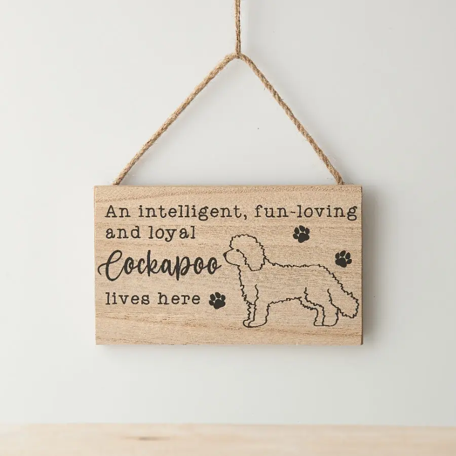 Cockapoo Sign, Wooden Cockapoo Dog Hanging Sign