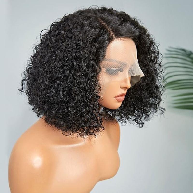 Short 8 to 16 Inch Kinky Curly Bob Human Hair Wig Pre Plucked T Part Lace Peruvian Curly Human Hair Bob Wigs For Women and Girls 1