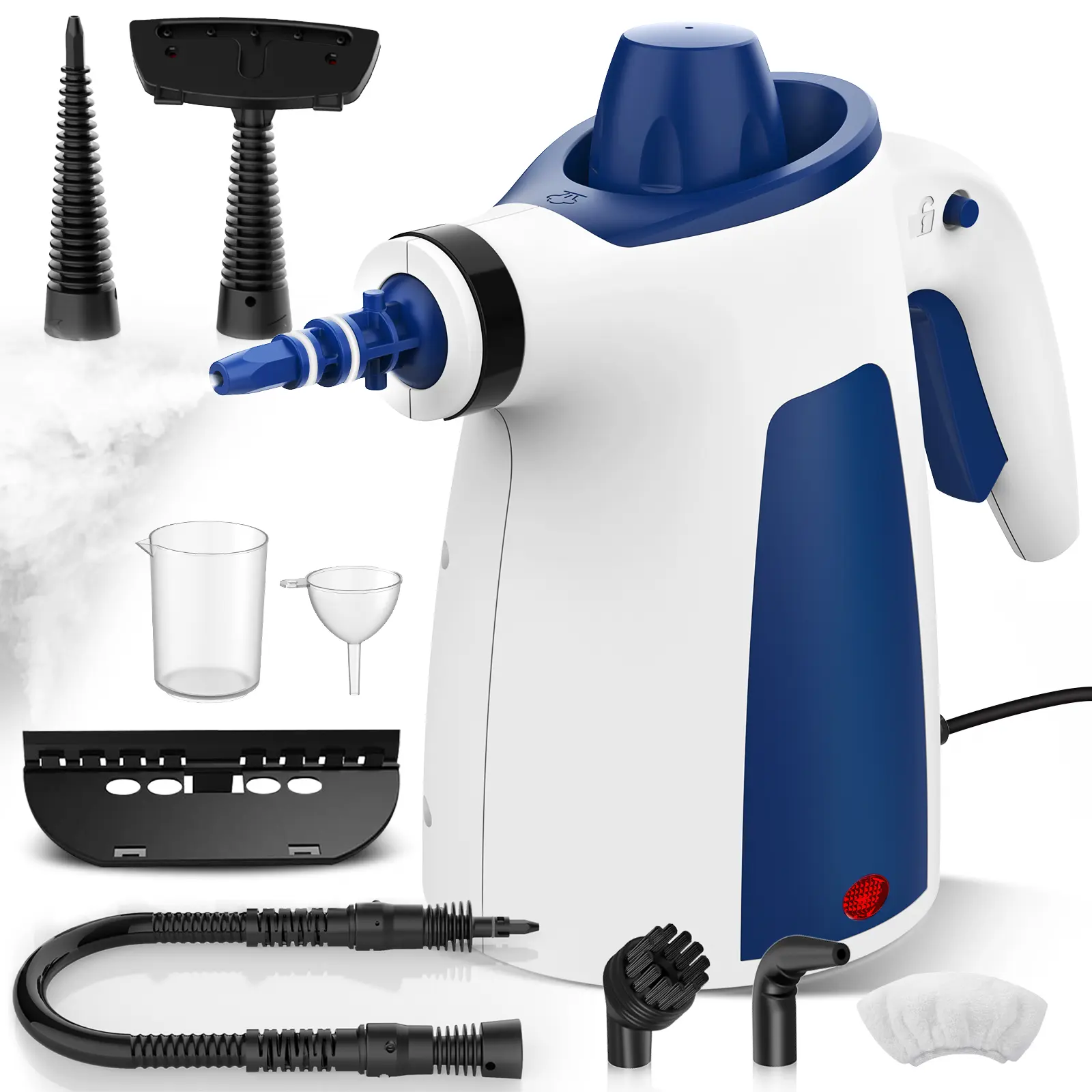Phueut Pressurized Handheld Steam Cleaner for Home with Safety Lock & 9 PCS Accessories, 350ML Large Water Tank Multi-Surface Steamer for Cleaning Car, Tile, Grease, Grout and Upholstery