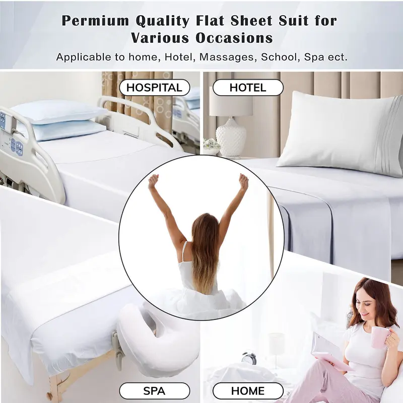 100% Microfiber Flat Bed Sheet 30cm Extra Deep Flat Bed Sheet Silky Soft Comfy & Breathable Luxury For All UK Size Thick Mattress Available in 4 Different Color flat sheets bed sheets 4