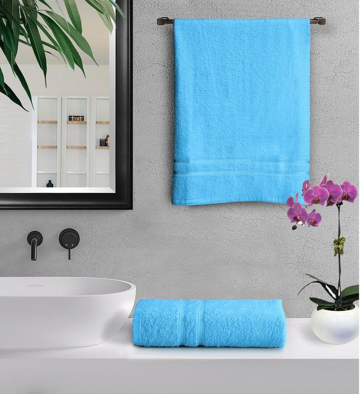 2X Super Jumbo Bath Sheets (Pack of Two)- Big Bath Towels 80X140cm (Approx) 100% COTTON TOWELS SOFT AND ABSORBENT Yarn Extra Large Size Bathroom Towels Quick Dry Ring Spun Yarn Long Lasting Lint Free Soft Bath Sheets Pack of 2 6