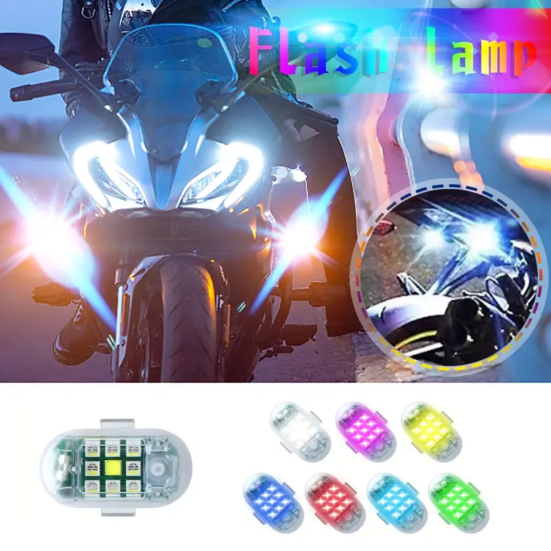 Wireless Car Strobe Lights with Remote Cool LED Flash Lamp Anti-Collision Drone Light 7 Color Warning Taillight for Car Aircraft Scooter Bike Motorcycle Night Warning Lights 0