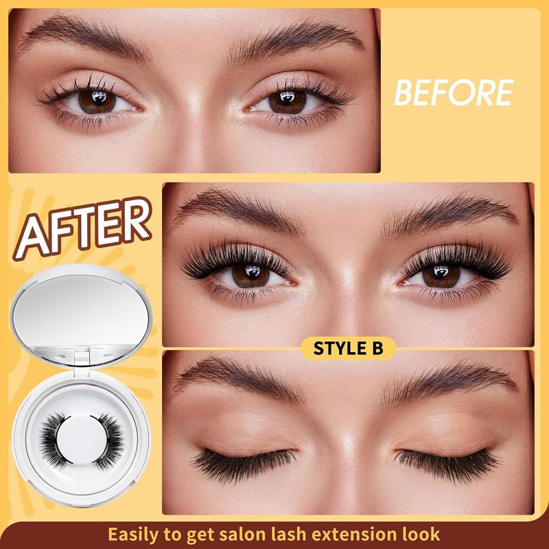 Magnetic-Eyelashes with Applicator Natural Look, 1 Pair Reusable Magnetic Lashes, No Glue Needed Eyelashes Magnetic, Easy to Wear and Remove with Instructions(Magnetic Eyelash Kit style B) Makeup Lash Extensions Cosmetic Eyelash Extension 2